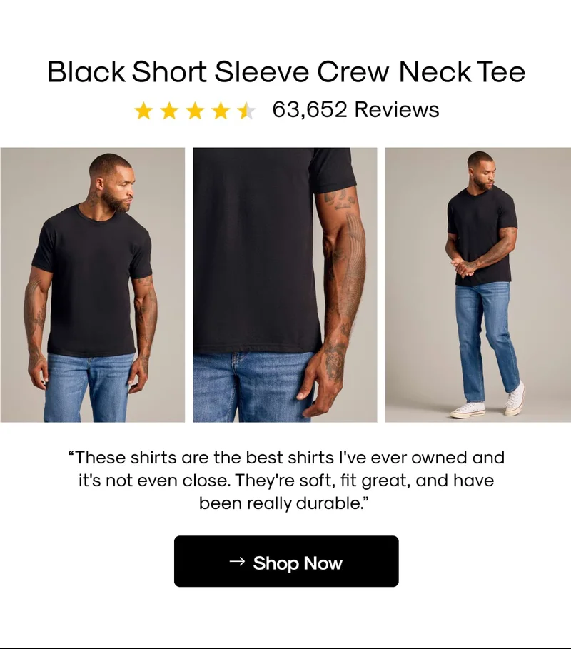 Black Short Sleeve Crew Neck Tee