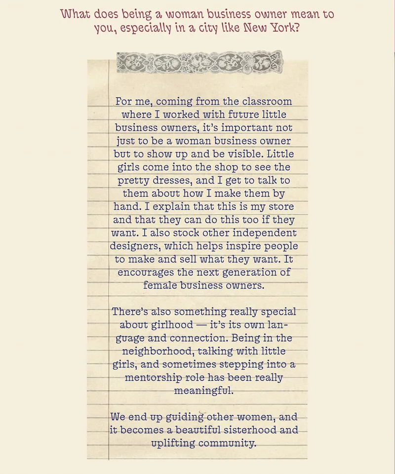 What does being a woman business owner mean to you, especially in a city like New York