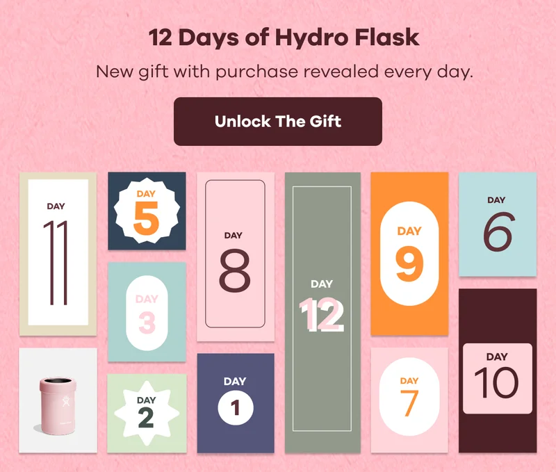 12 Days of Hydro Flask. New gift with purchase revealed every day. | Unlock The Gift