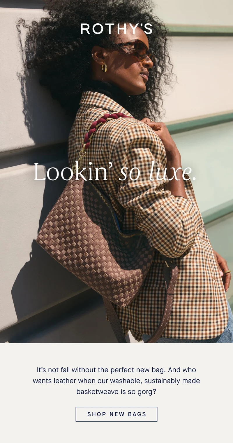 Lookinβ so luxe. Itβs not fall without the perfect new bag. And who wants leather when our washable, sustainably made basketweave is so gorg? SHOP NEW BAGS Lookinβ so luxe. Itβs not fall without the perfect new bag. And who wants leather when our washable, sustainably made basketweave is so gorg? SHOP NEW BAGS