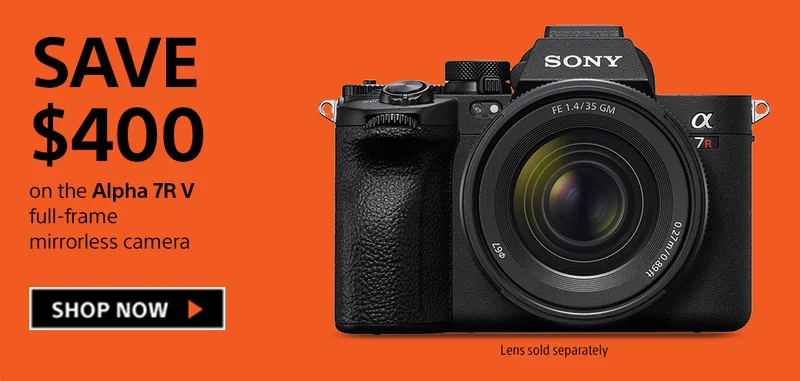 Save $400 on the Alpha 7R V full-frame mirrorless camera  Shop now Lens sold separately