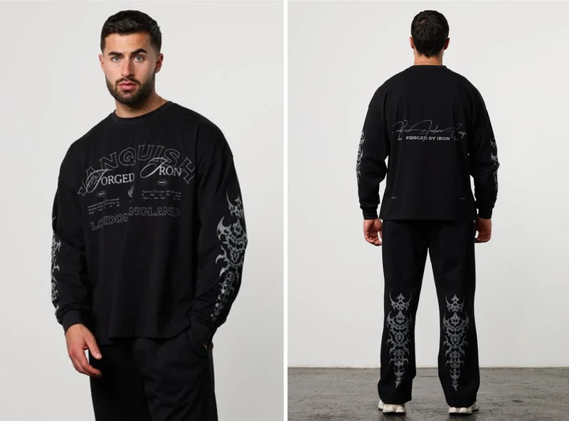 BLACK FORGE BLACK OVERSIZED LONG SLEEVE T SHIRT