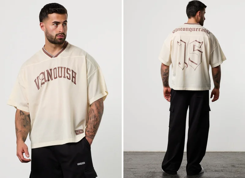 Varsity Off White Oversized Boxy Football Jersey