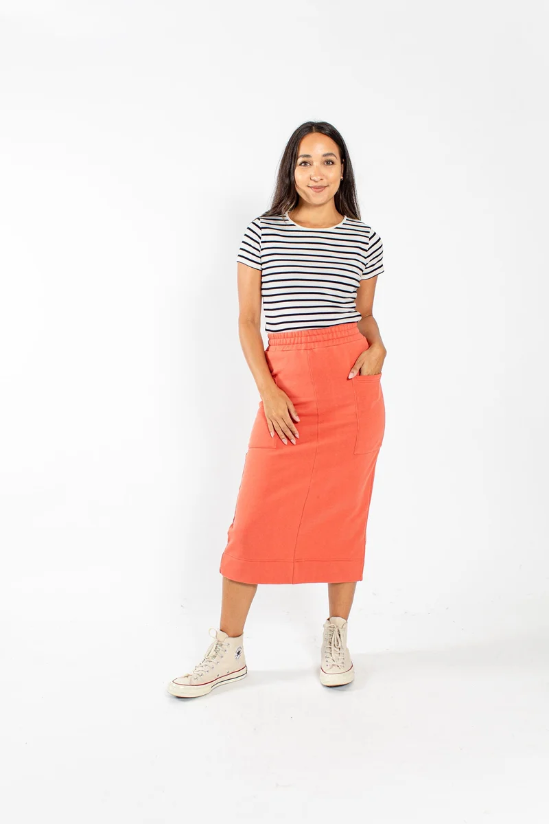 Image of Avery Midi Skirt in Burnt Sienna