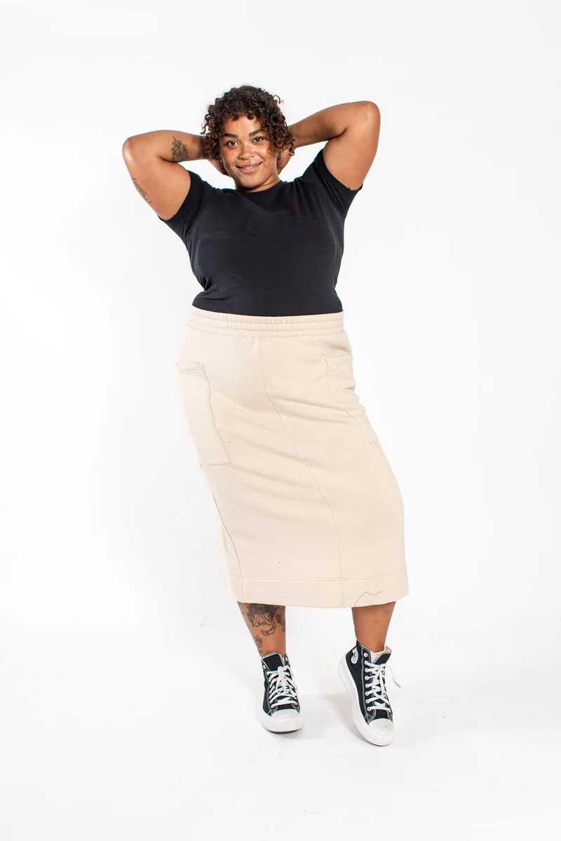 Image of Avery Midi Skirt in Parchment