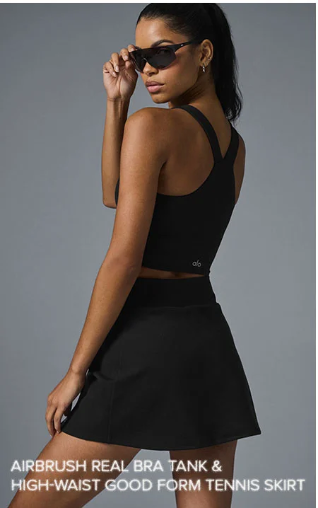AIRBRUSH REAL BRA TANK & HIGH WAIST GOOD FORM TENNIS SKIRT