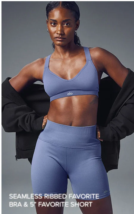 SEAMLESS RIBBED FAVORITE BRA & 5IN FAVORITE SHORT