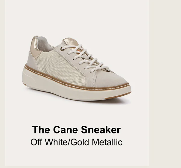 Women's Cane Sneaker - Off White/Gold Metallic >