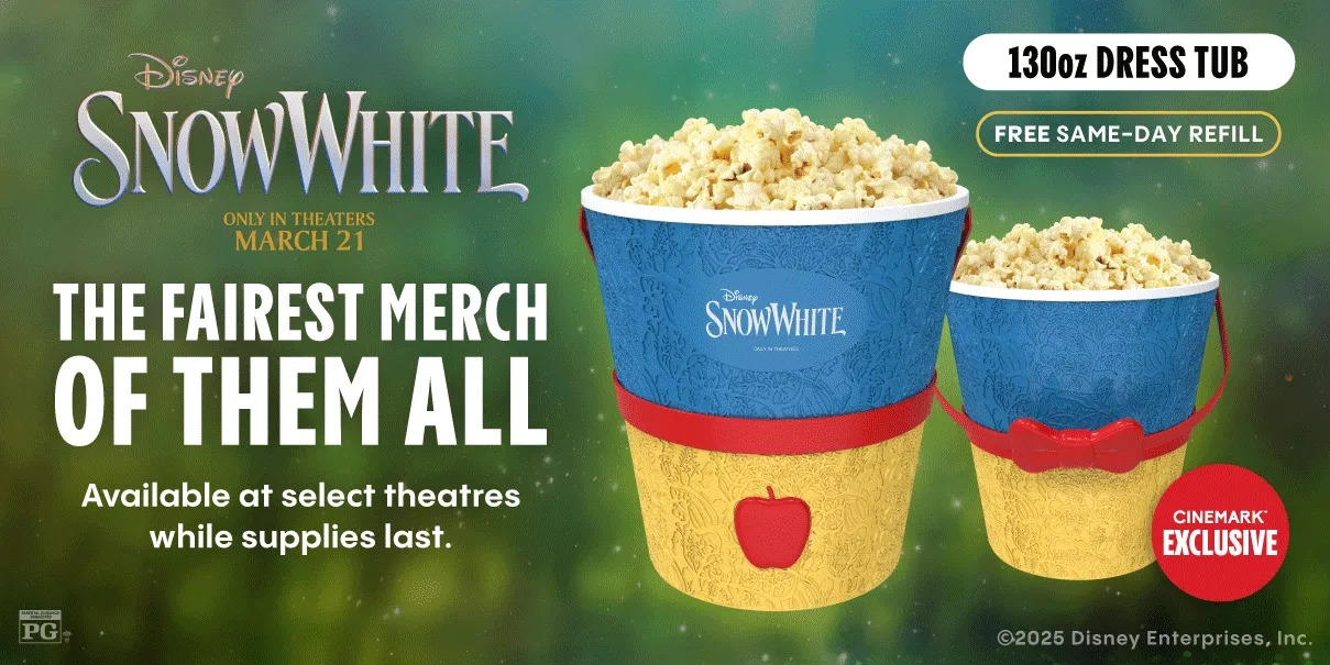 DISNEY SNOW WHITE | ONLY IN THEATERS MARCH 21 | THE FAIREST MERCH OF THEM ALL | Available at select theatres while supplies last.
