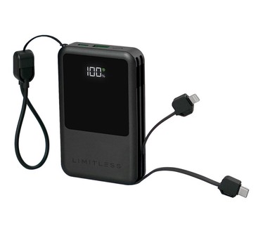 Limitless 10,000mAh Power Bank w/ Built in Cables & 15W Magnetic Charge