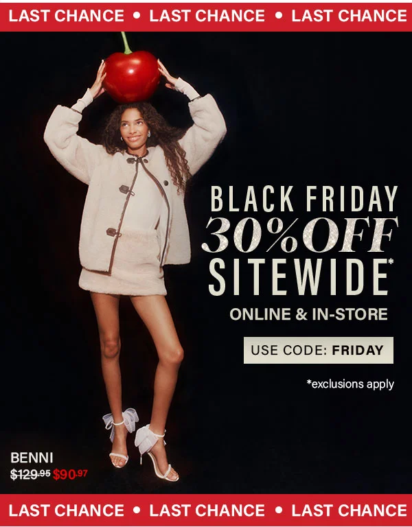 Last Chance 30% Off sitewide - Benni