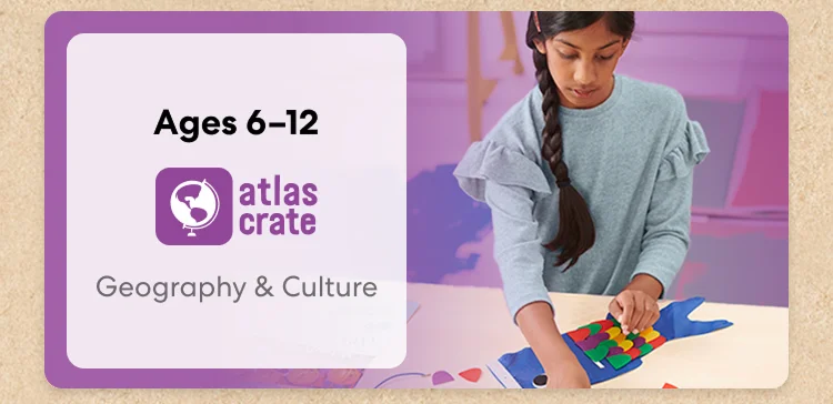 Child exploring KiwiCo World geography crate. Fun activities on culture and world exploration for ages 6–12+