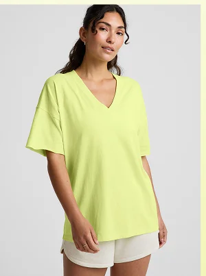 SoftKnit Better Than Ever Oversized V-Neck Cotton Tee