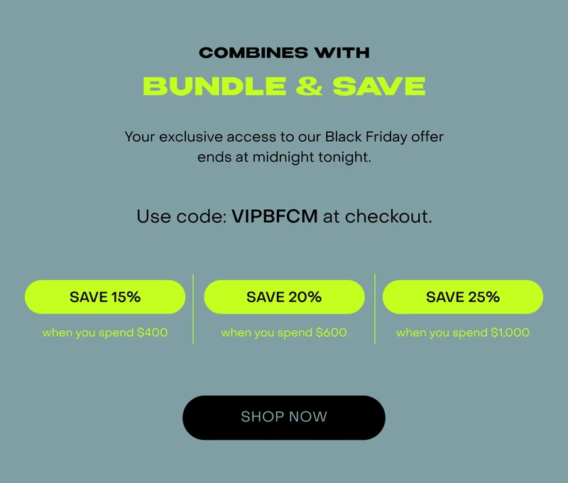 Your exclusive access to our Black Friday offer ends at midnight tonight.