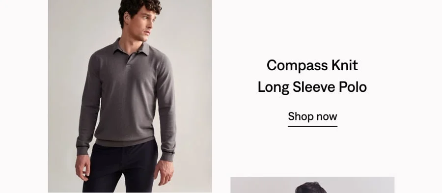 Compass Knit Long Sleeve Polo