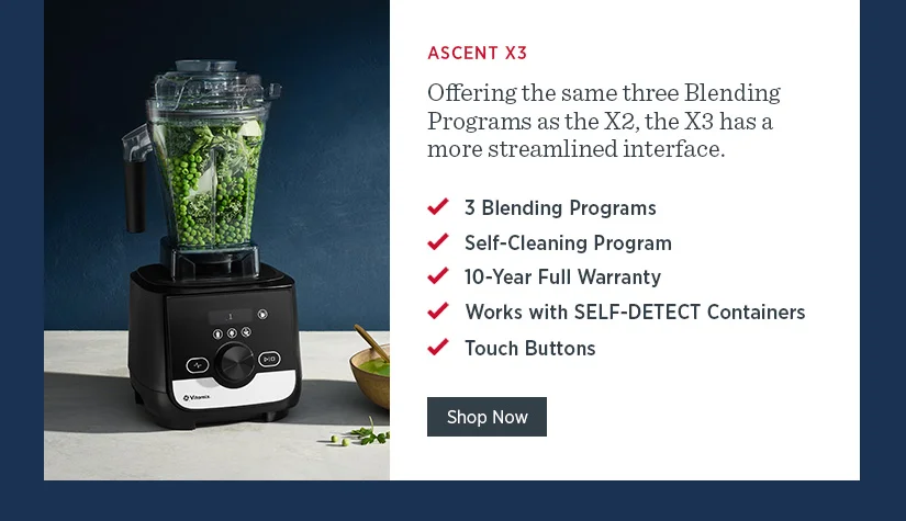 Ascent X3: Offering the same three Blending Programs as the X2, the X3 has a more streamlined interface.