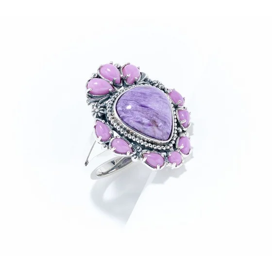 American West Sterling Silver Pear & Trillion Shape Gemstone Ring