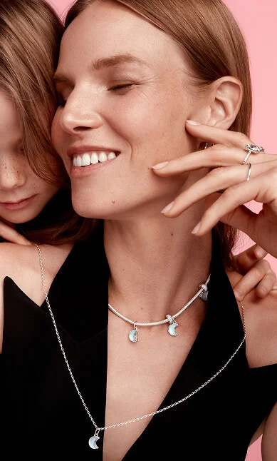Pandora holiday campaign featuring crescent moon charm