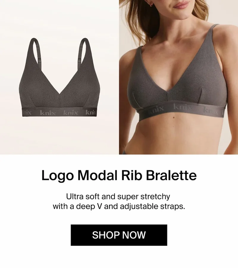 Logo Modal Rib Bralette: ultra soft & super stretchy with a deep V and adjustable straps.