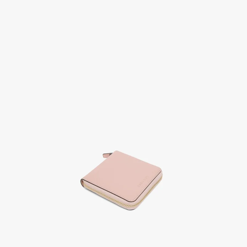 Image of Mallorca Small Wallet - Saffiano Leather - Rose Quartz / Gold / Camel