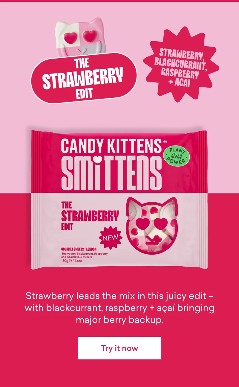 **Strawberry, Blackcurrant, Raspberry + Acai**  Strawberry leads the mix in this juicy edit – with blackcurrant, raspberry + açaí bringing major berry backup.