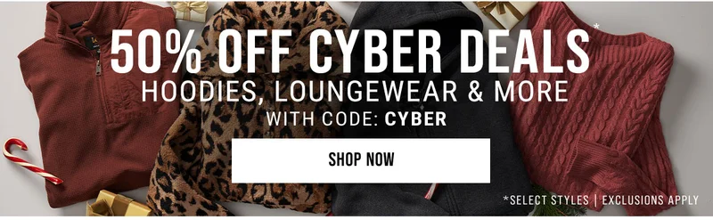 50% Off Cyber Deals* Hoodies, Loungewear & More With Code: CYBER