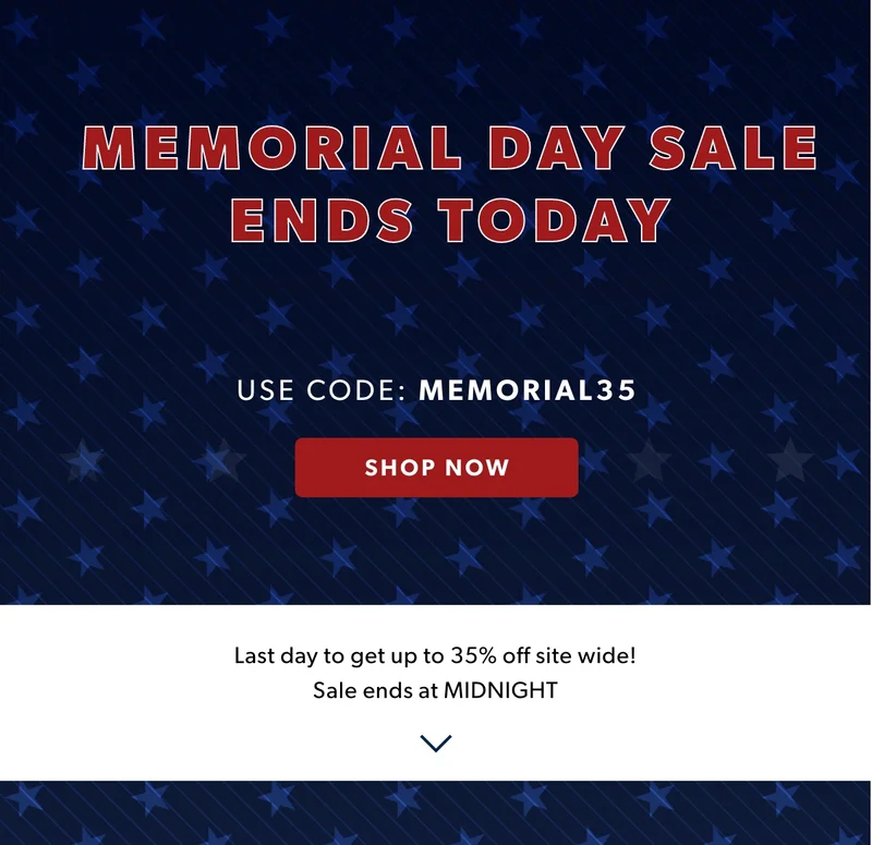 Last Day for Memorial Day Sale! Offer ends at MIDNIGHT