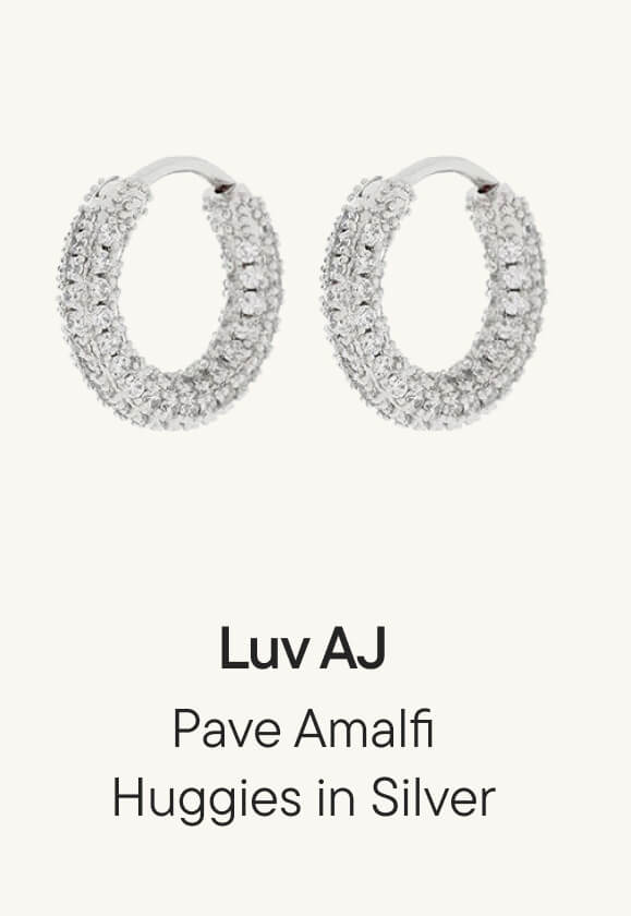 Pave Amalfi Huggies in Silver