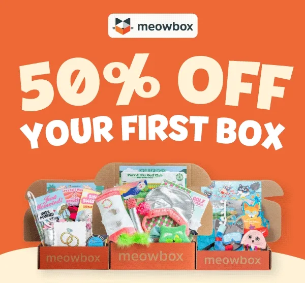 Last Chance! 50% off your first box! Image of the Purrs & Putt's, Meowrine Life and Furrytail Wedding meowboxes.