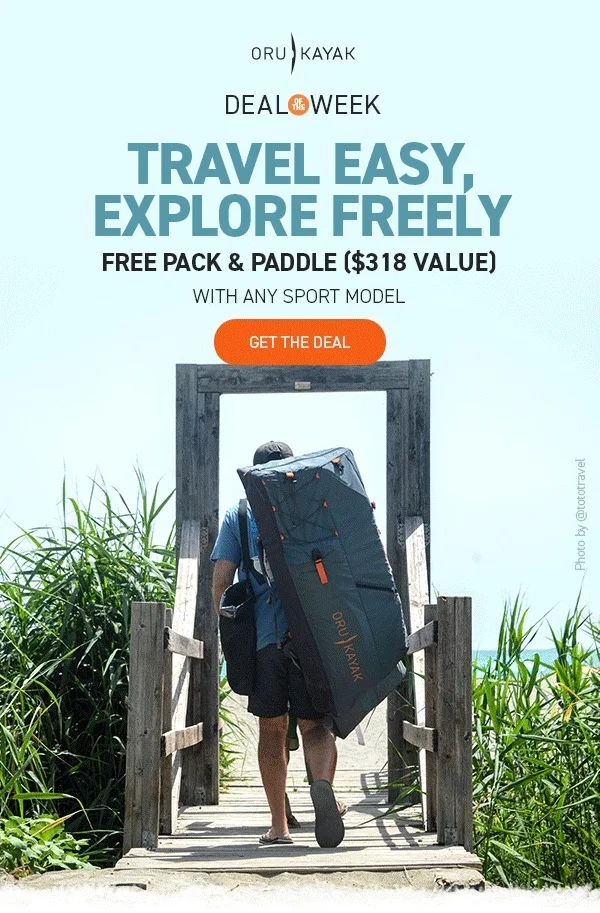 New Deal of the Week! Get a FREE Paddle + Pack ($318 Value) with any sport model purchase! Welcome to portability, perfected.