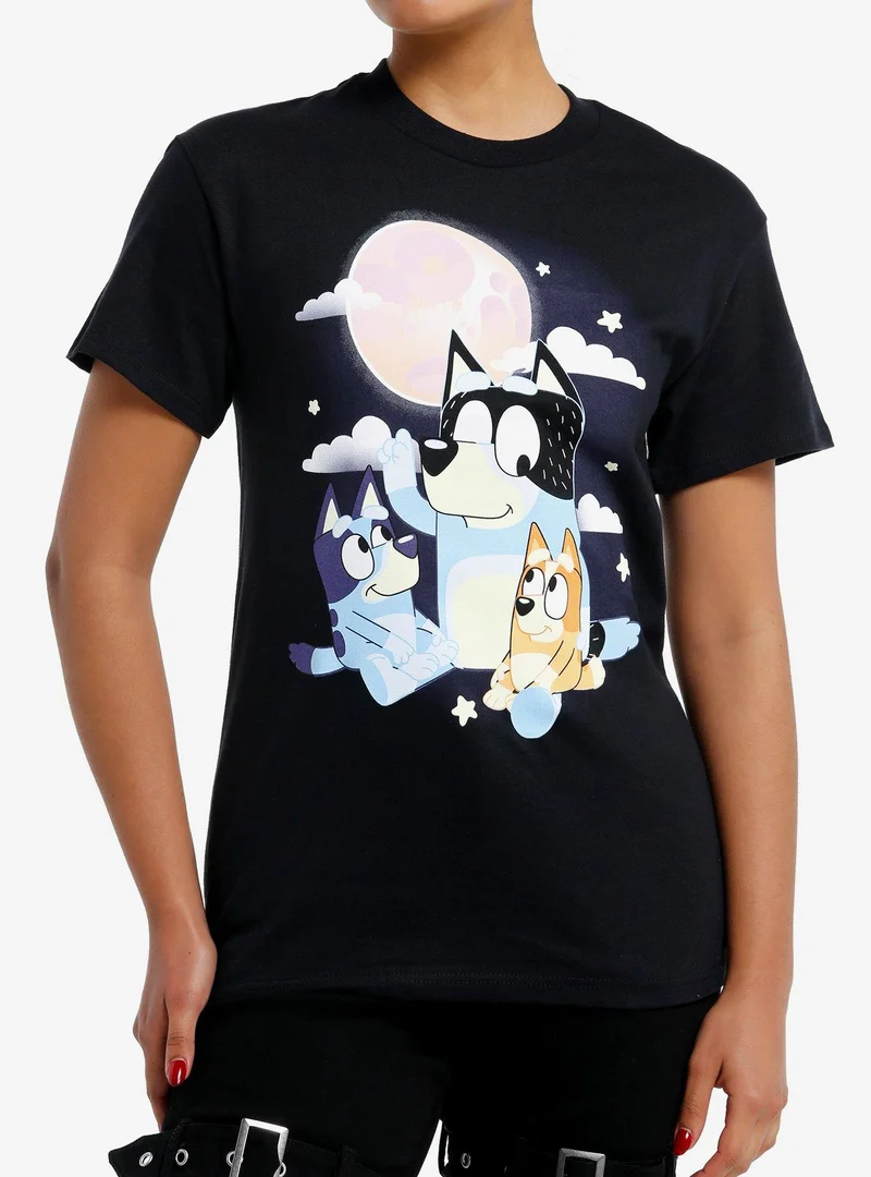 Bluey Dad & Kids Moon Boyfriend Fit Tee