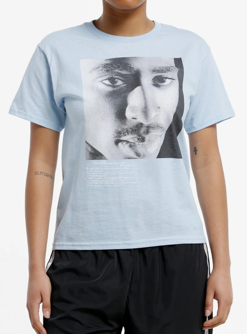Tupac The Rose That Grew From Concrete Pastel Blue Shrunken Fit Tee