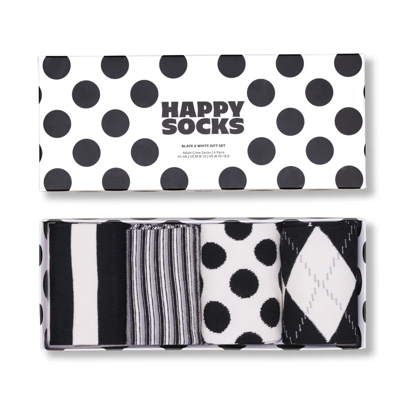 4-Pack Black And White Socks Gift Set