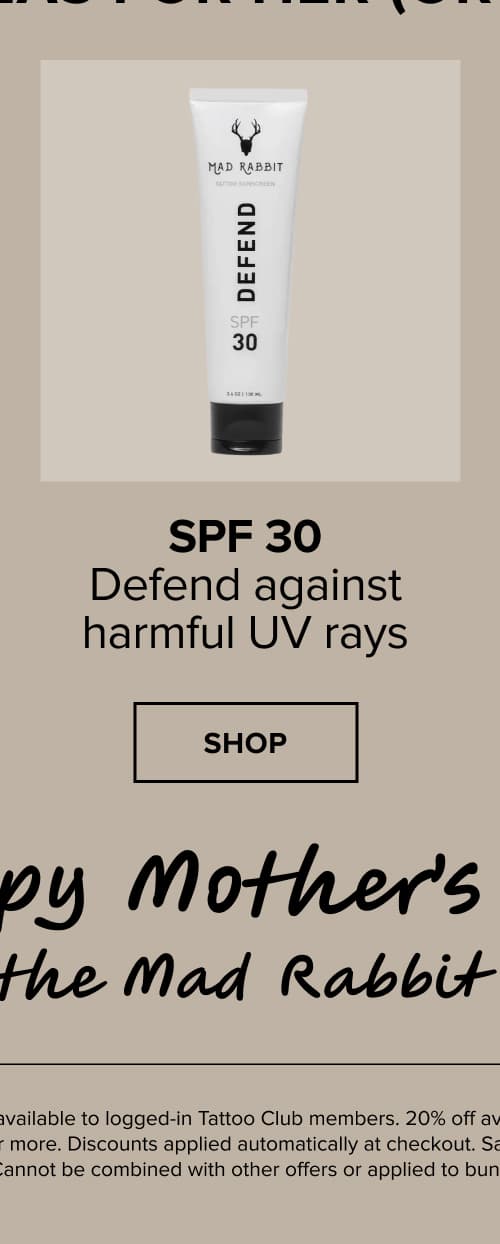 spf30 - defend against harmful uv rays - shop now.