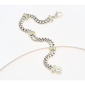 JAI Double Box Chain Gemstone Station Bracelet, 20.5g