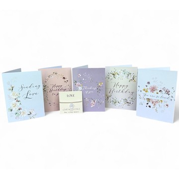 Vintage Sparrow S/5 Greeting Cards & 5 "I AM Loved" Bracelets