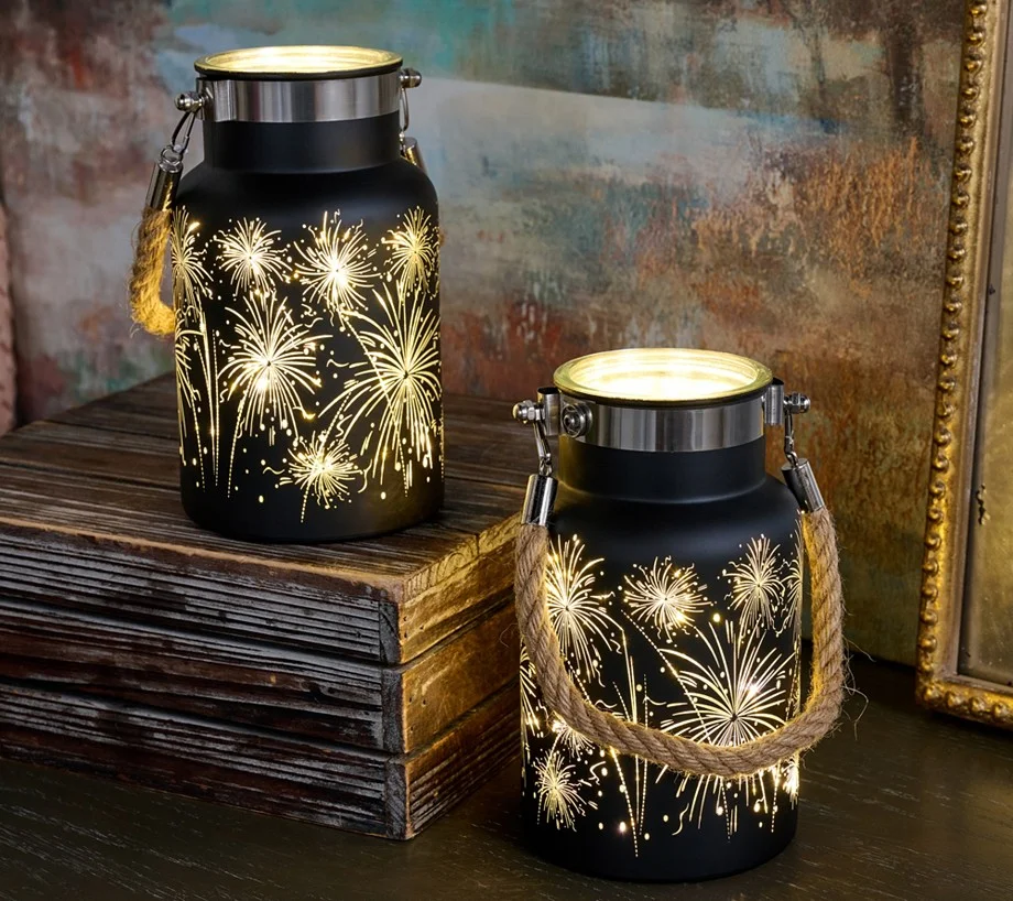 Set of 2 7" Celebration Fireworks Lanterns by Valerie