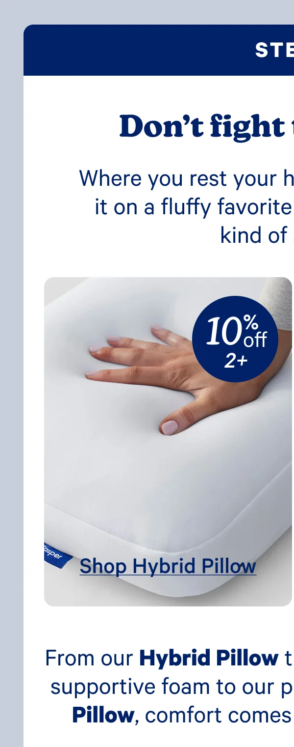 hybrid pillow pack