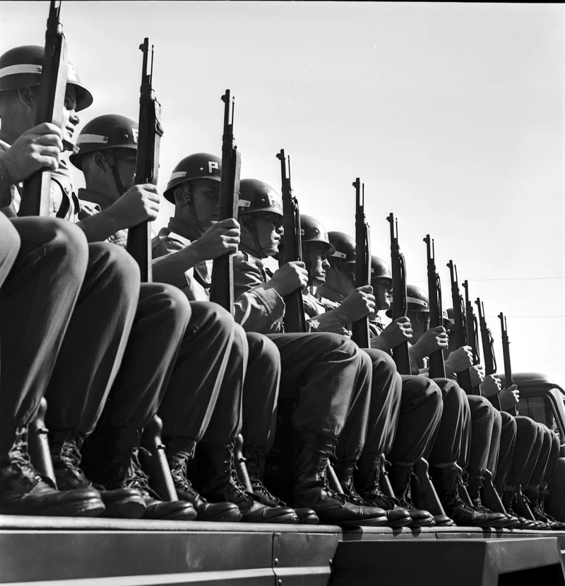 Hundreds of soldiers arrive at rally organized by then President João Goulart in Rio de Janeiro, Brazil, on March 13, 1964. The rally was allegedly one of the reasons behind the 1964 coup de d'état that led to Brazil's 21-year-long military dictatorship.