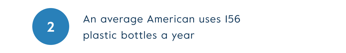 An average American uses 156  plastic bottles a year