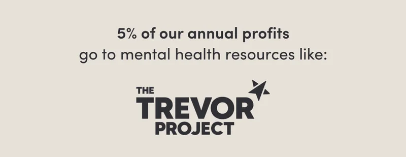 5% of our annual profits go to mental health resources and more.