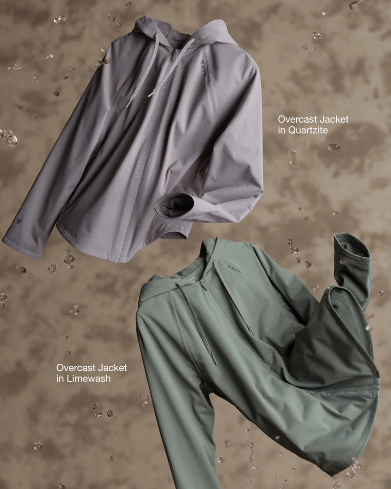 Hero graphic of Overcast Jacket in Quartzite and Overcast Jacket in Limewash.