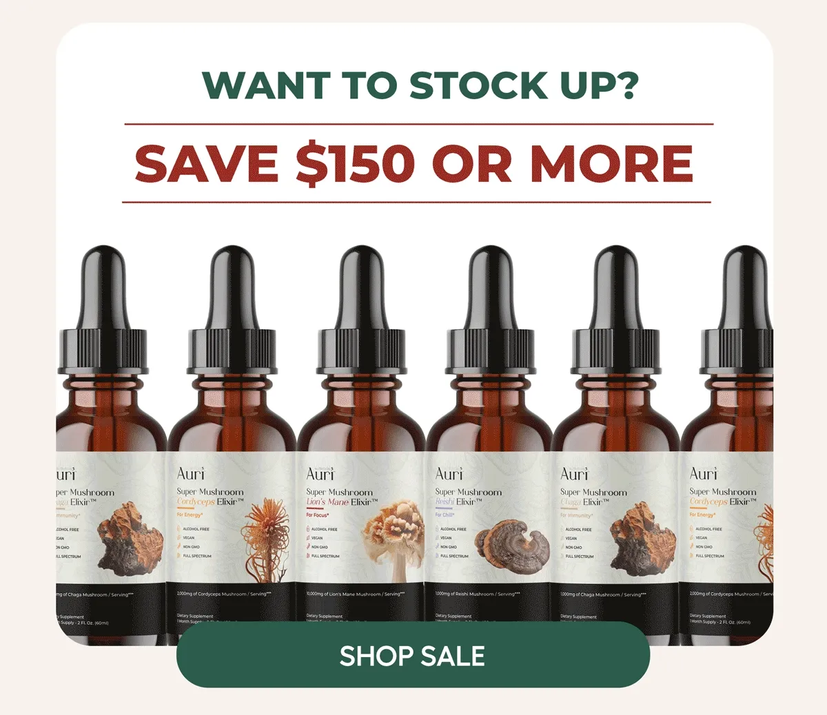 WANT TO STOCK UP? SAVE $150 OR MORE Shop Sale