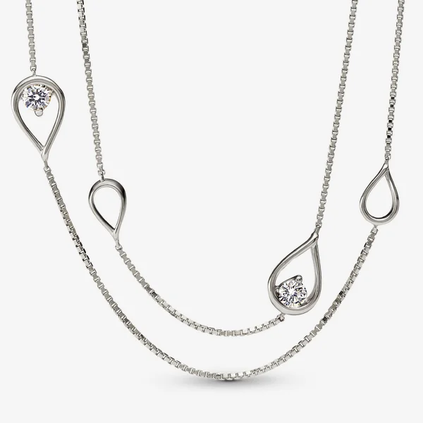 Pandora Infinite Lab-grown Diamond Long Pendant Necklace 0.50 carat tw 14k White Gold