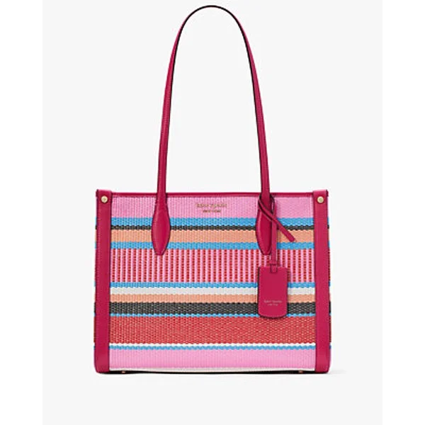 Market Striped Woven Straw Medium Tote