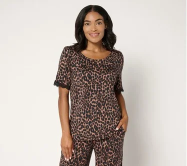 Cuddl Duds Soft Stretch Lace Trimmed Tee