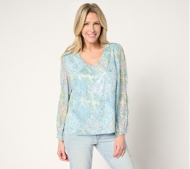 Studio Park x Rosina Grosso Foil Printed Chiffon Blouse