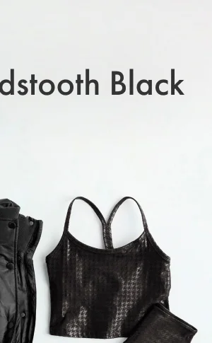 Houndstooth Black Slim Racerback High Cropped Tank