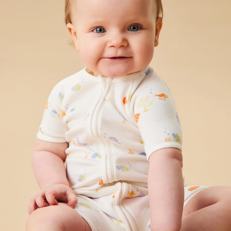 Image of Little Fish Zip Summer Pajamas