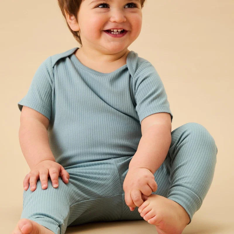 Image of Ribbed Short Sleeve Bodysuit